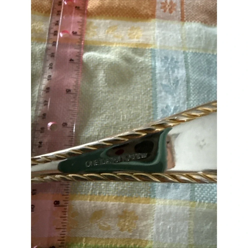 Oneida GOLDEN BELMONT SS Rope Edge Gold Accent Slotted Serving Spoon‎ 4595